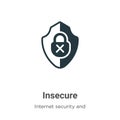 Insecure vector icon on white background. Flat vector insecure icon symbol sign from modern internet security and networking