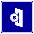 Insert coin in slot vector blue sign