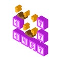insertion sort algorithm isometric icon vector illustration