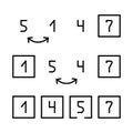 insertion sort algorithm line icon vector illustration