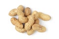 Inshell peanuts on a white background close-up