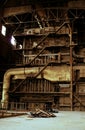 Inside of abandoned old rusty industrial plant Royalty Free Stock Photo