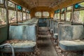 Inside of abandoned school bus Royalty Free Stock Photo