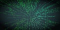 Inside abstract futuristic cyberspace.  Code matrix concept.  Code stream in perspective. Hacking programming data . Artificial Royalty Free Stock Photo