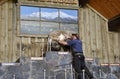 Inside Agrodome barn hall merino sheep wool Royalty Free Stock Photo