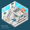 Inside Airport Isometric Poster Royalty Free Stock Photo