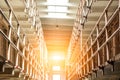 Inside Alcatraz prison with sunlight in San Francisco Royalty Free Stock Photo