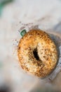 Inside all everything multigrain delicious bagel in bag poppy seeds soft and ready to eat