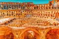 Inside the amphitheater of Coliseum in Rome- one of wonders of the world  in the morning time Royalty Free Stock Photo