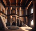 Inside Ancient Castle, Generative AI Illustration
