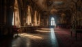 Inside the ancient Gothic chapel, the dark altar stands tall generated by AI