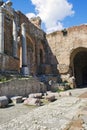 Inside the antique Amphitheater in Taormina, Sicily. Royalty Free Stock Photo