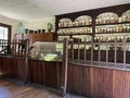 Inside the 1800 Apothecary in Spring Mill State Park