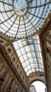 Inside the Arcade with a glass roof and steel in Milan Italy Royalty Free Stock Photo