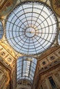 Inside the Arcade with a glass roof and steel in Milan Italy Royalty Free Stock Photo