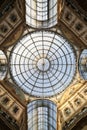 Inside the Arcade with a glass roof and steel in Milan Italy Royalty Free Stock Photo
