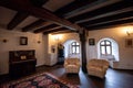 Inside architectural detail of Bran Castle from Romania, also known as Dracula Castle Royalty Free Stock Photo