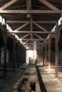 Inside of the barracks of Auschwitz Birkenau Concentration Camp Royalty Free Stock Photo