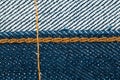 inside Blue denim jeans texture with seams Royalty Free Stock Photo