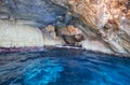 Inside Blue Grotto on south part of Malta island Royalty Free Stock Photo