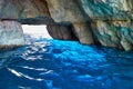 Inside Blue Grotto on south part of Malta island Royalty Free Stock Photo