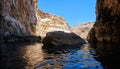 Inside Blue Grotto on south part of Malta island Royalty Free Stock Photo