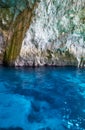 Inside Blue Grotto on south part of Malta island Royalty Free Stock Photo