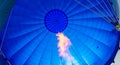 Inside of a blue hot- air balloon Royalty Free Stock Photo