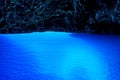 inside of blue lagoon cave. famous Blue Cave in Croatia, Bisevo Island Blue Grotto