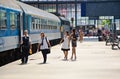 Inside the Budapest-Nyugati Railway Terminal Royalty Free Stock Photo