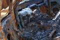 The inside of a burning car Royalty Free Stock Photo