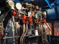 Inside cab of the London and North Eastern Railway steam locomotive Mallard 4468