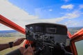 Inside cabin of a small private propeller plane