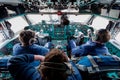 Inside cabine of an old Soviet cargo plane IL-76