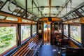 Inside the cabine of an old tram