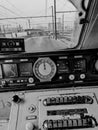 Inside of a cabine of a train buttons railwaystation rails