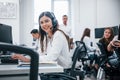 Inside of call center. Young business people working together in the modern office Royalty Free Stock Photo