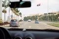 Inside Car Street View - Luanda Avenue - Angola Flag