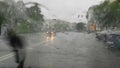 Driving on heavy summer rain , Campina city , Romania