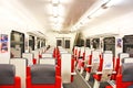 Inside carriage of express train AEROEXPRESS from Moscow