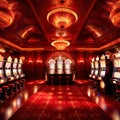 Inside casino interior, bright long exposure, glowing lights