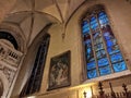 Inside the Cathedral of Notre Dame of Luxemburg City, outside the wall in Luxembourg Royalty Free Stock Photo