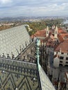 Inside of Cathedral of Saint Vit, view of the city Prague Royalty Free Stock Photo