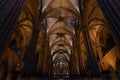 Barcelona gothic cathedral interior Royalty Free Stock Photo