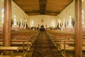 Simple wooden interior of Catholic Church in South Pacific Island