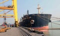 Inside of chittagong port yard and container handling from ship. Container yard, key grantee crane and mother vessels