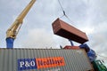 Inside of chittagong port yard and container handling from ship.loading unloading photographs.