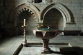 Inside a church - baptismal font