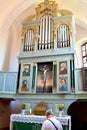 Inside the church of the fortified medieval saxon evangelic church in the village Mesendorf Meschenderf, Meschendorf, Mesche,