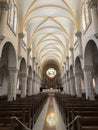 inside the church in Jerusalem, Israel, standing at the end of the church at the end Royalty Free Stock Photo